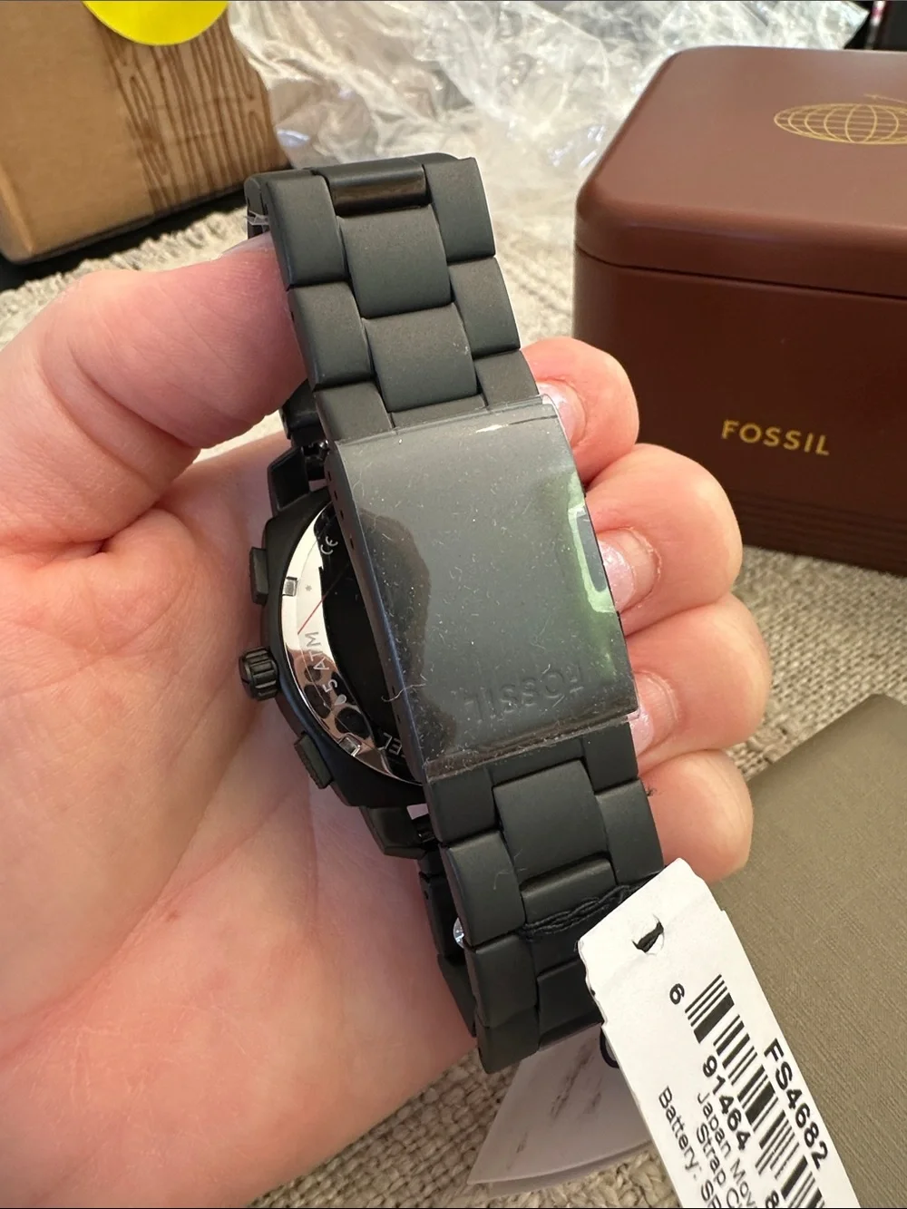 Fossil Matte Black Watch with Gold Accents